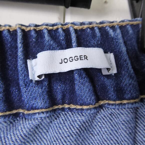 Forever 21 Denim Jogger Pants Womens SZ S Cargo Pockets High Rise Elastic Waist - Picture 15 of 16